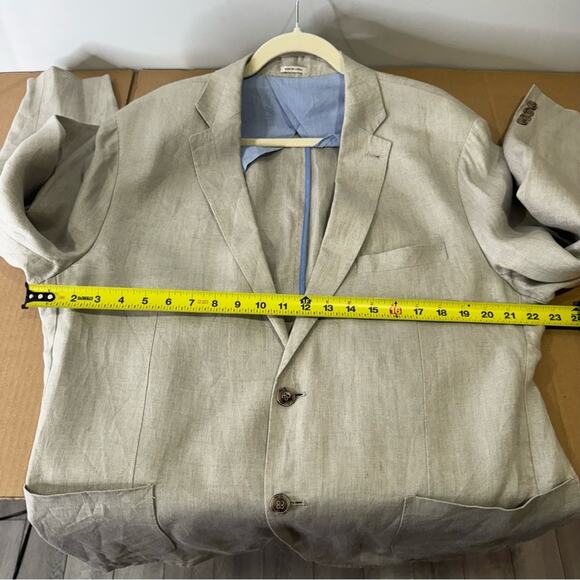 Peter Millar 100% Linen Summer Two Button Blazer Suit Jacket Beige XL - Picture 9 of 12